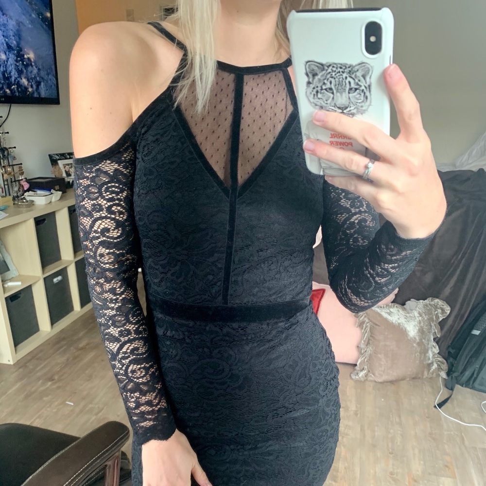 EXPRESS | Black Velvet & Lace Dress